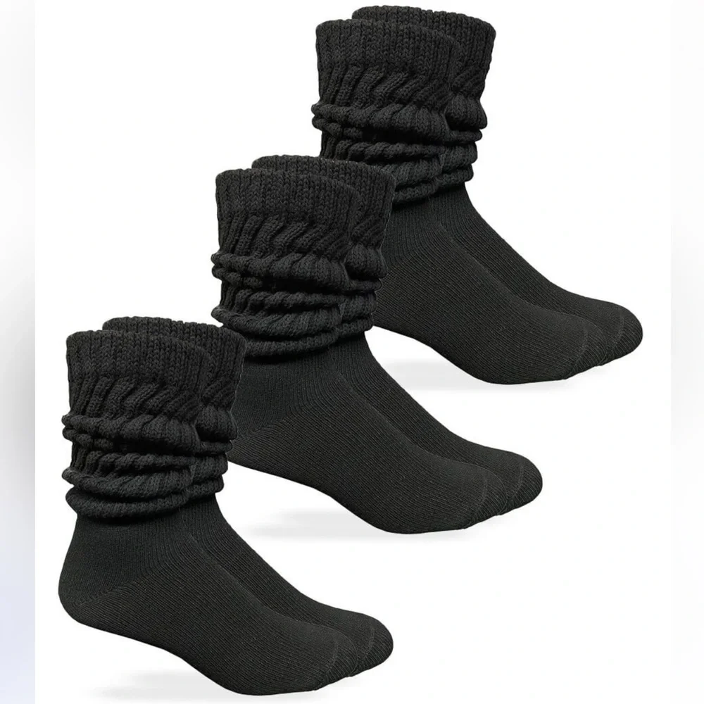 Sock Bundle 3/$25 NEW Black Thick Slouch Cotton Knee High Scrunch Socks